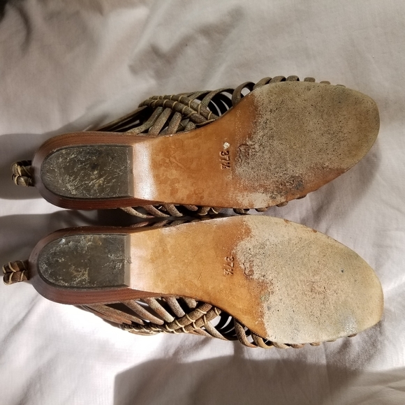 Vintage 80s Gladiator Sandals Tan/ Brown Sz 37 1/2 - Picture 6 of 6